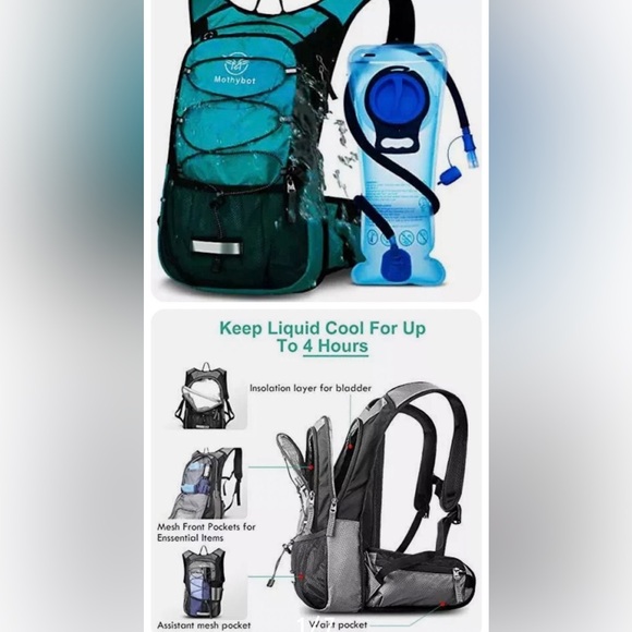 Mothybot Hiking Outdoor Insulated 2L liquid bladder water resistant Backpack - Picture 6 of 6